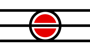 丰岐共和国三横红日旗 以红白黑三色组成，红色代表勇气，白色代表和平，黑色代表坚韧。从上到下三条黑线分别代表三个历史节点，上为古代的辉煌，中为近代的屈辱，下为现代的复兴。外层的黑环是守护国家的壁垒，内层的白环是纯洁的本质。红色的圆是代表勇气的热忱之心，他被中间那条近代屈辱线分割，反映了国家近代的屈辱史，然而即使被分割他人让保持圆的整体，体现了不屈的精神。充分展现了这个国家的民族强大的生命力，不屈的韧性，以及永远向着光明的热忱之心。